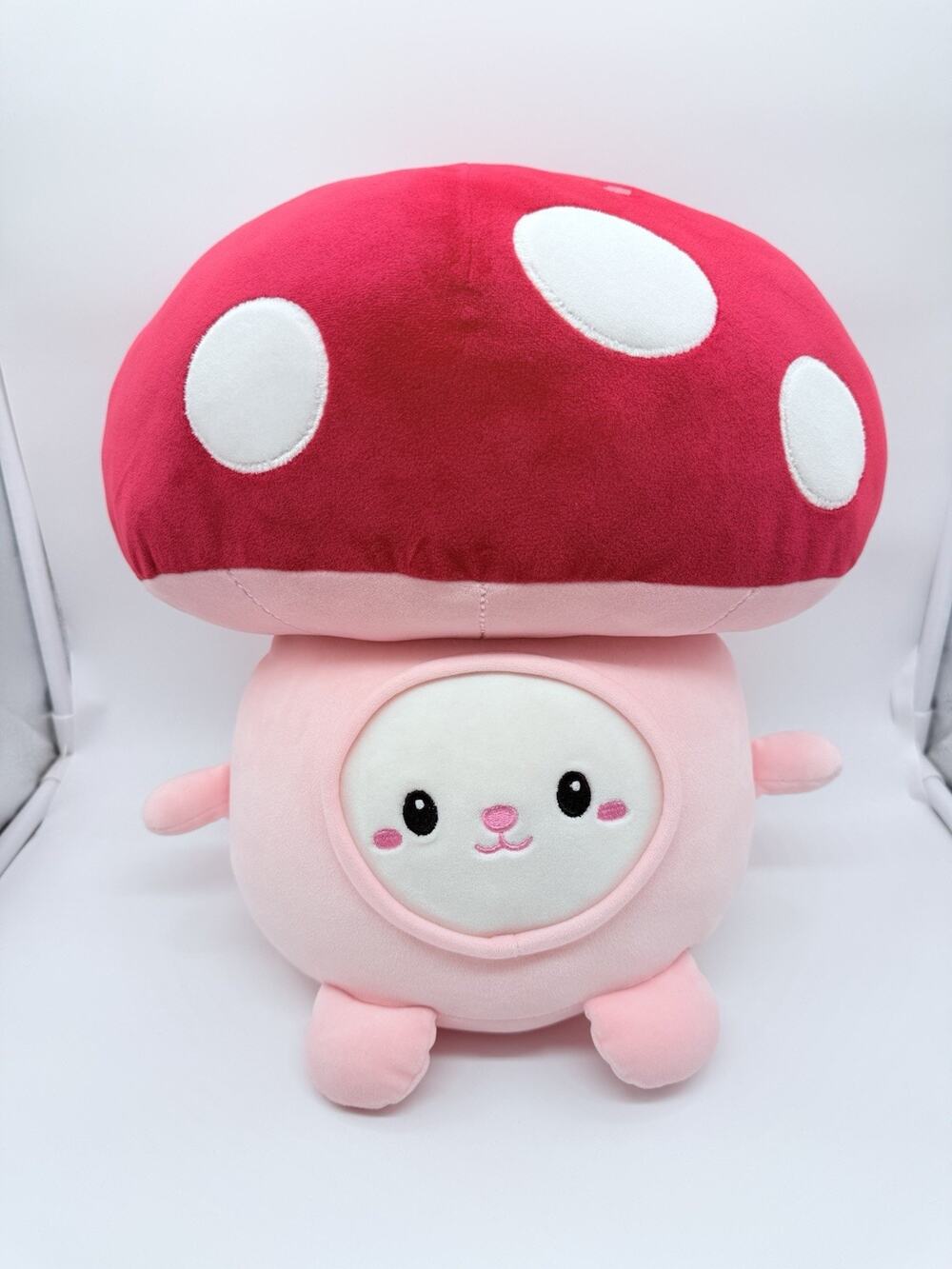 Linzy Toys Smoochy Pals Mushroom Plush Red Pink Squishy Stuffed Animal 13"